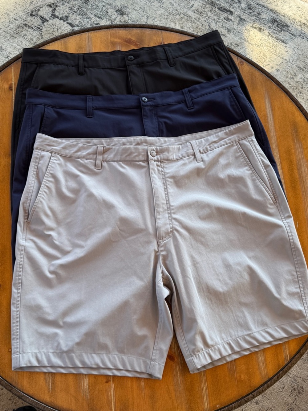 FootJoy Men's Flat Front Shorts in Black, Navy, and Light Gray